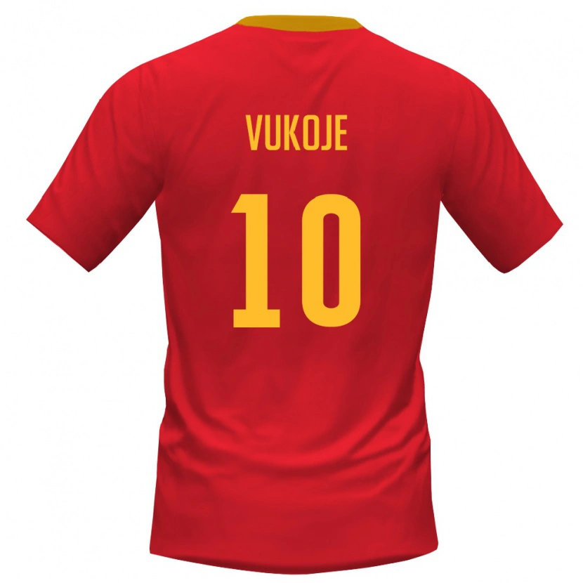 Danxen Niño Camiseta Montenegro Andrija Vukoje #10 Rojo Amarillo 1ª Equipación 26-28 La Camisa México