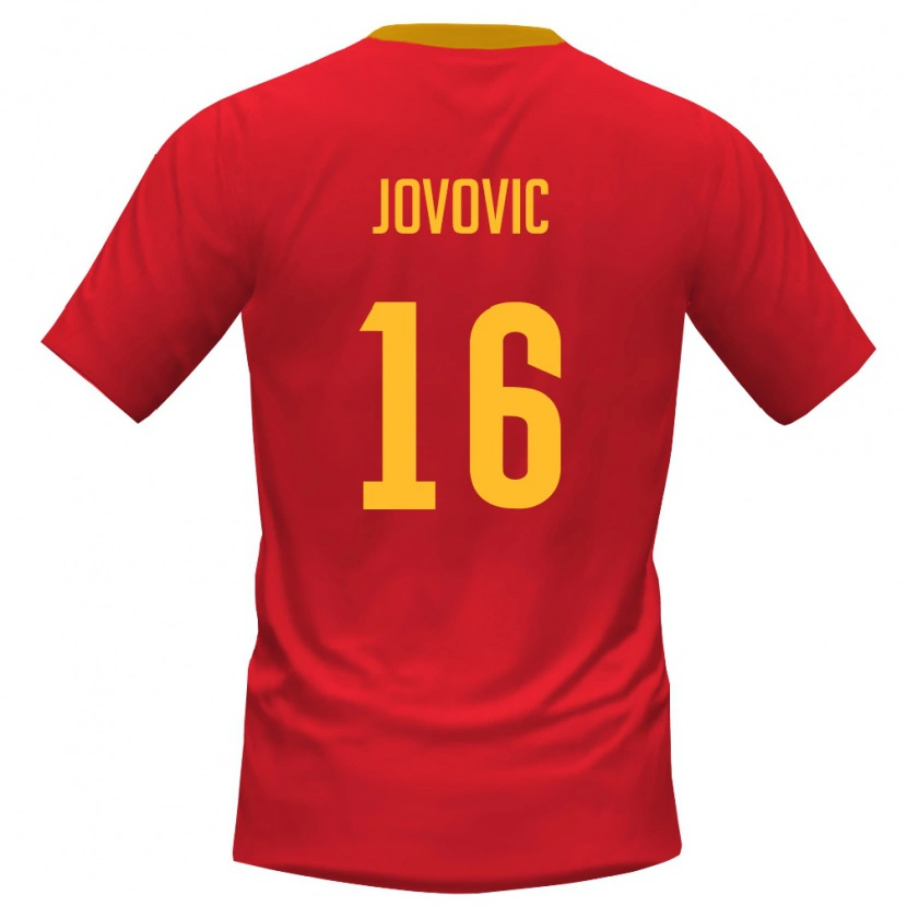 Danxen Niño Camiseta Montenegro Vladimir Jovovic #16 Rojo Amarillo 1ª Equipación 26-28 La Camisa México