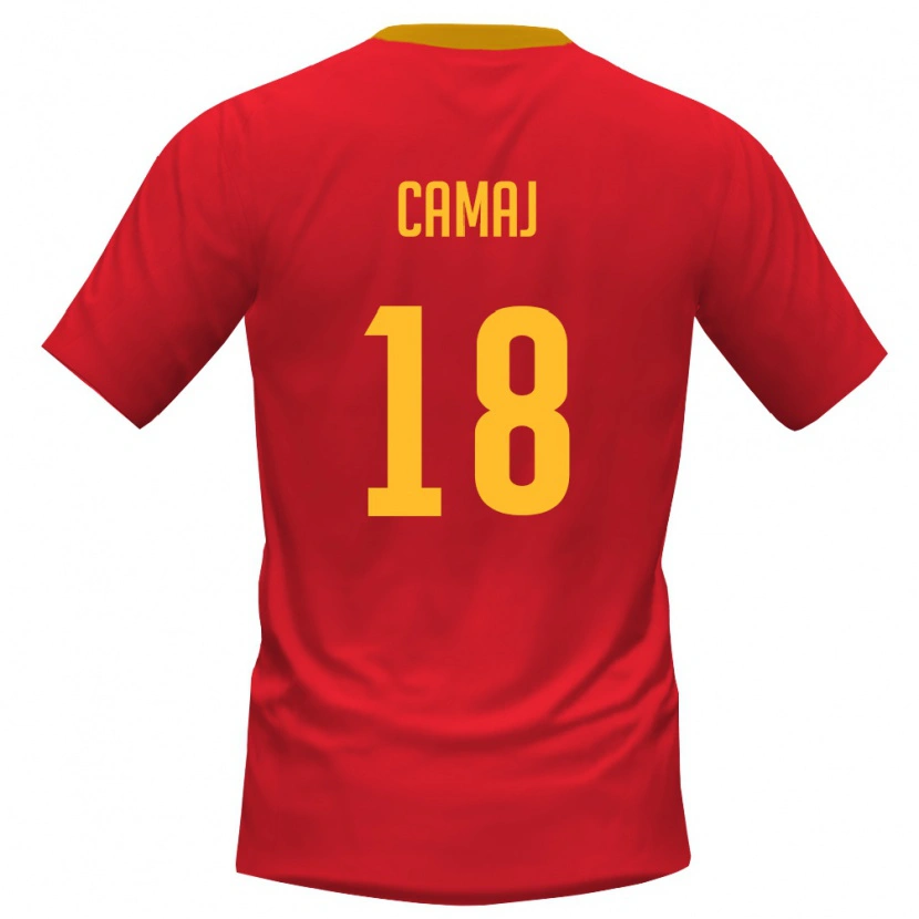 Danxen Niño Camiseta Montenegro Driton Camaj #18 Rojo Amarillo 1ª Equipación 26-28 La Camisa México