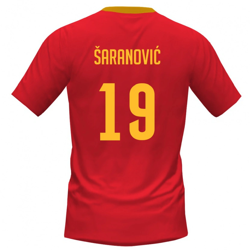 Danxen Niño Camiseta Montenegro Dragutin Šaranović #19 Rojo Amarillo 1ª Equipación 26-28 La Camisa México