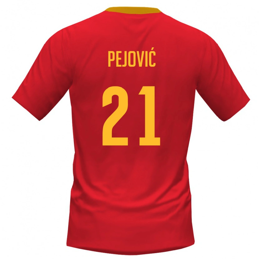 Danxen Niño Camiseta Montenegro Danilo Pejović #21 Rojo Amarillo 1ª Equipación 26-28 La Camisa México