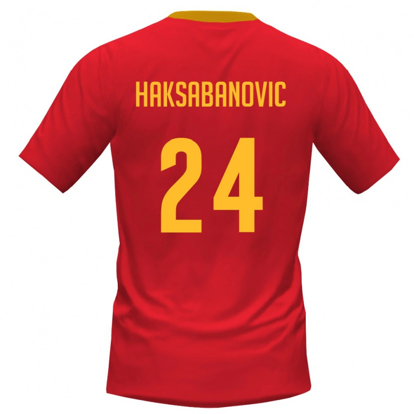 Danxen Niño Camiseta Montenegro Sead Haksabanovic #24 Rojo Amarillo 1ª Equipación 26-28 La Camisa México