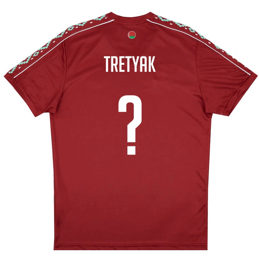 Danxen Niño Camiseta Bielorrusia Yaromir Tretyak #0 Rojo Oscuro Blanco 1ª Equipación 26-28 La Camisa México