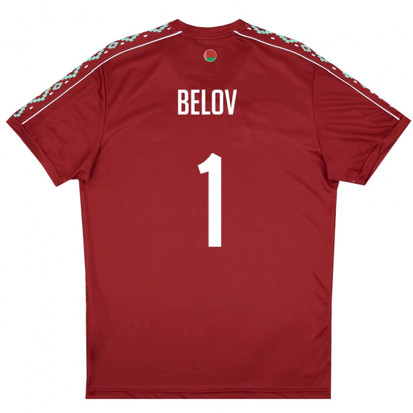 Danxen Niño Camiseta Bielorrusia Maksim Belov #1 Rojo Oscuro Blanco 1ª Equipación 26-28 La Camisa México
