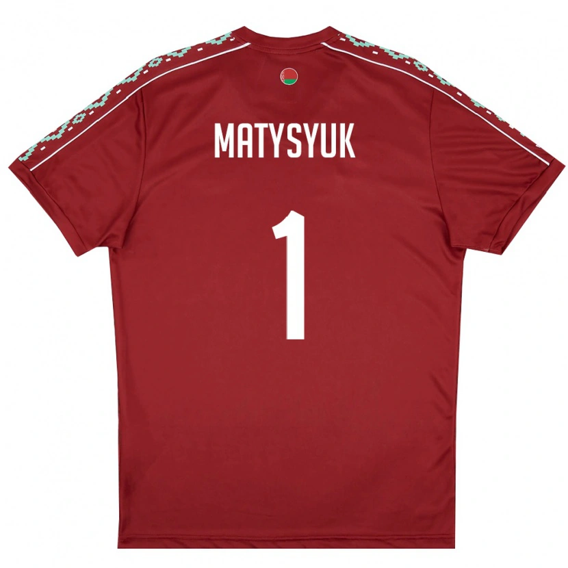 Danxen Niño Camiseta Bielorrusia Nikita Matysyuk #1 Rojo Oscuro Blanco 1ª Equipación 26-28 La Camisa México