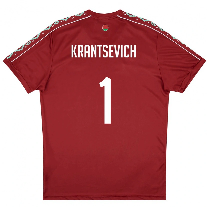 Danxen Niño Camiseta Bielorrusia Semen Krantsevich #1 Rojo Oscuro Blanco 1ª Equipación 26-28 La Camisa México