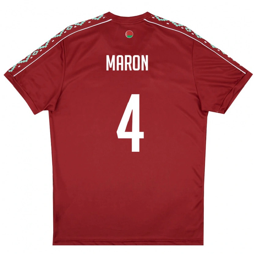 Danxen Niño Camiseta Bielorrusia Dmitriy Maron #4 Rojo Oscuro Blanco 1ª Equipación 26-28 La Camisa México