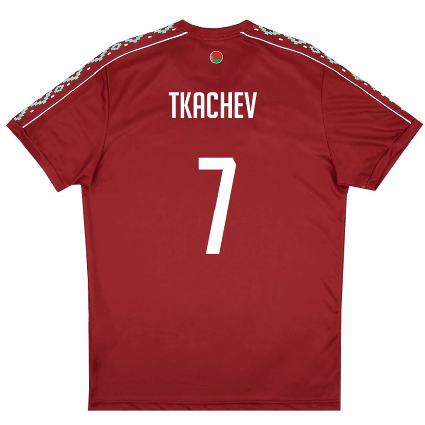 Danxen Niño Camiseta Bielorrusia Timofey Tkachev #7 Rojo Oscuro Blanco 1ª Equipación 26-28 La Camisa México