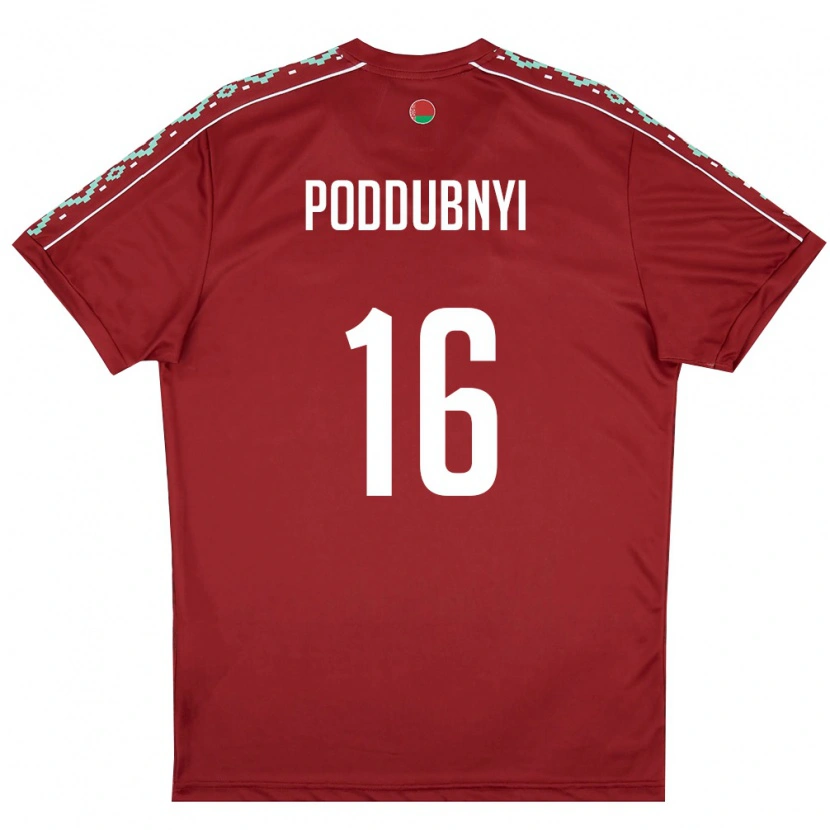 Danxen Niño Camiseta Bielorrusia Ivan Poddubnyi #16 Rojo Oscuro Blanco 1ª Equipación 26-28 La Camisa México