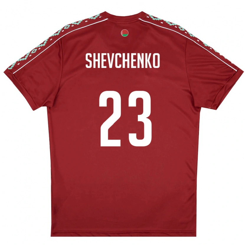 Danxen Niño Camiseta Bielorrusia Gleb Shevchenko #23 Rojo Oscuro Blanco 1ª Equipación 26-28 La Camisa México