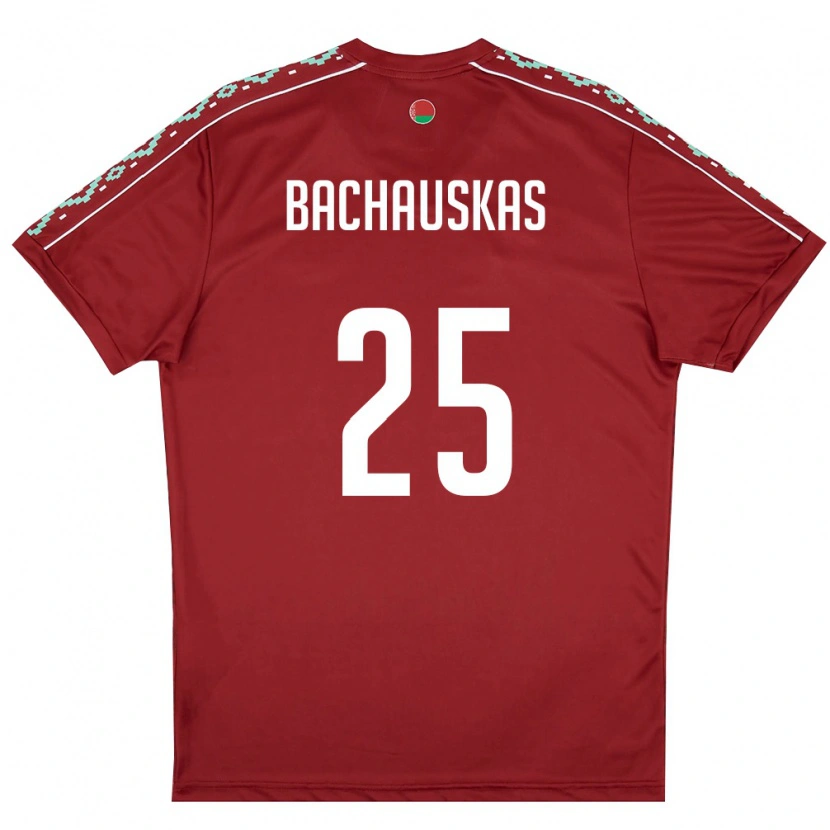 Danxen Niño Camiseta Bielorrusia Ivan Bachauskas #25 Rojo Oscuro Blanco 1ª Equipación 26-28 La Camisa México