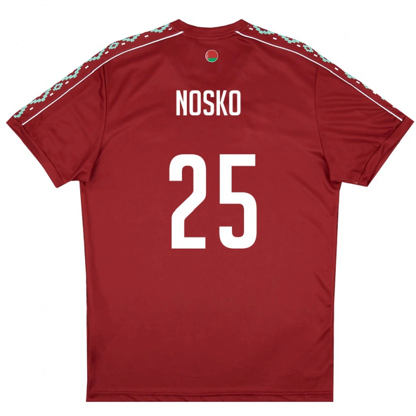 Danxen Niño Camiseta Bielorrusia Daniil Nosko #25 Rojo Oscuro Blanco 1ª Equipación 26-28 La Camisa México