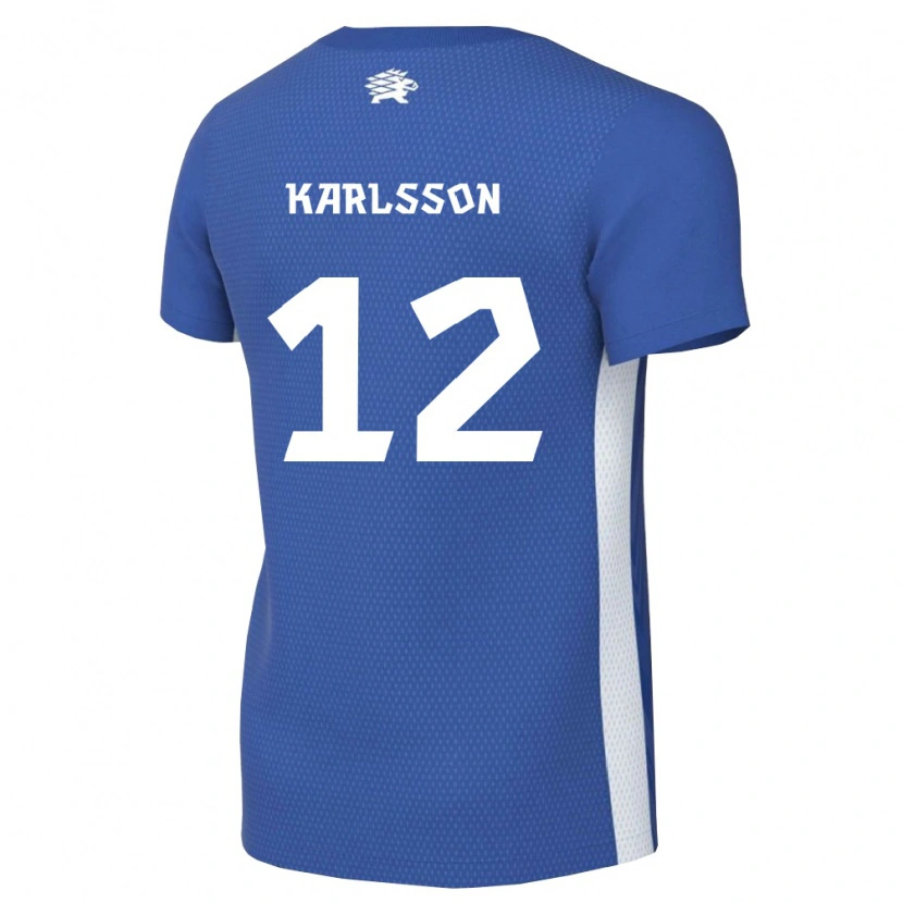 Danxen Niño Camiseta Estonia Sander Karlsson #12 Azul Oscuro Blanco 1ª Equipación 26-28 La Camisa México
