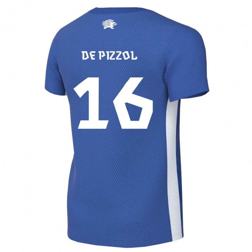 Danxen Niño Camiseta Estonia Oscar De Pizzol #16 Azul Oscuro Blanco 1ª Equipación 26-28 La Camisa México