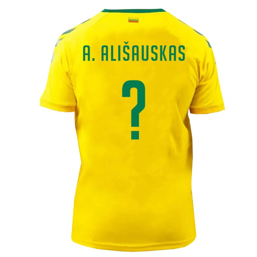 Danxen Niño Camiseta Lituania Arminas Ališauskas #0 Amarillo Verde 1ª Equipación 26-28 La Camisa México