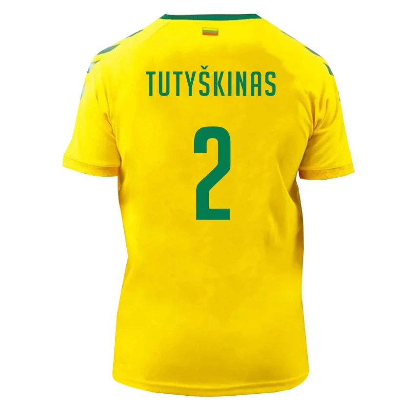 Danxen Niño Camiseta Lituania Artemijus Tutyskinas #2 Amarillo Verde 1ª Equipación 26-28 La Camisa México
