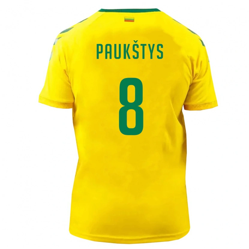 Danxen Niño Camiseta Lituania Skirmantas Paukštys #8 Amarillo Verde 1ª Equipación 26-28 La Camisa México