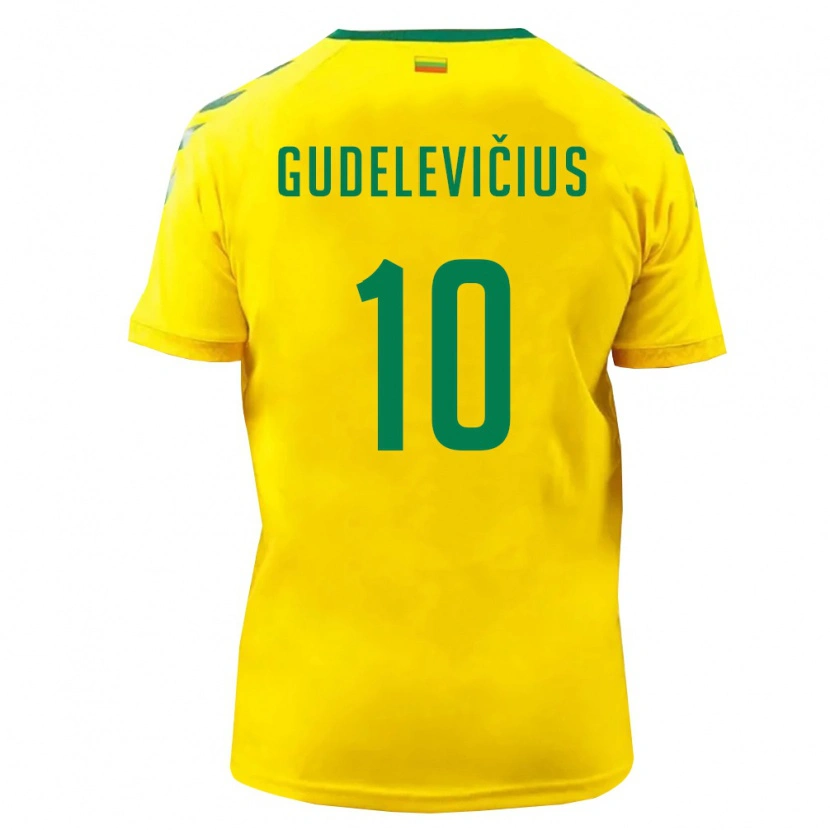 Danxen Niño Camiseta Lituania Ernestas Gudelevičius #10 Amarillo Verde 1ª Equipación 26-28 La Camisa México