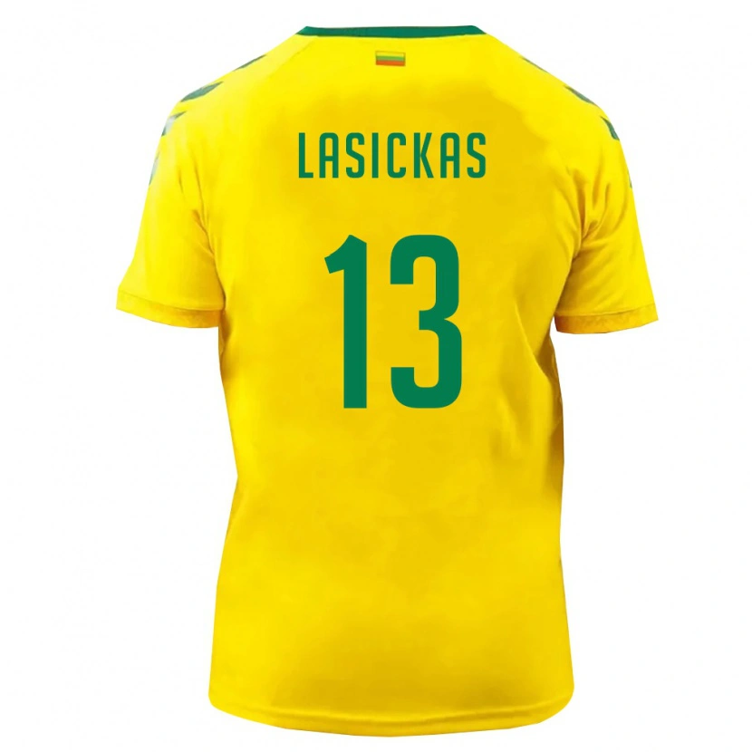 Danxen Niño Camiseta Lituania Justas Lasickas #13 Amarillo Verde 1ª Equipación 26-28 La Camisa México