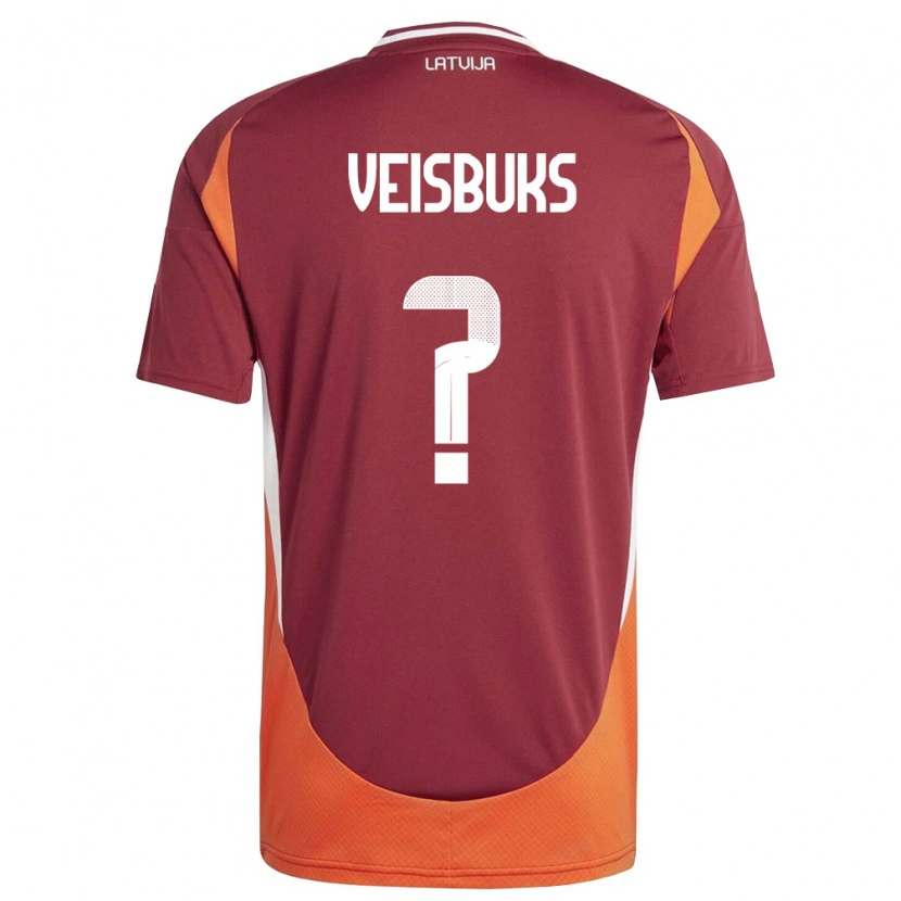 Danxen Niño Camiseta Letonia Davis Veisbuks #0 Rojo Oscuro Blanco Naranja 1ª Equipación 26-28 La Camisa México