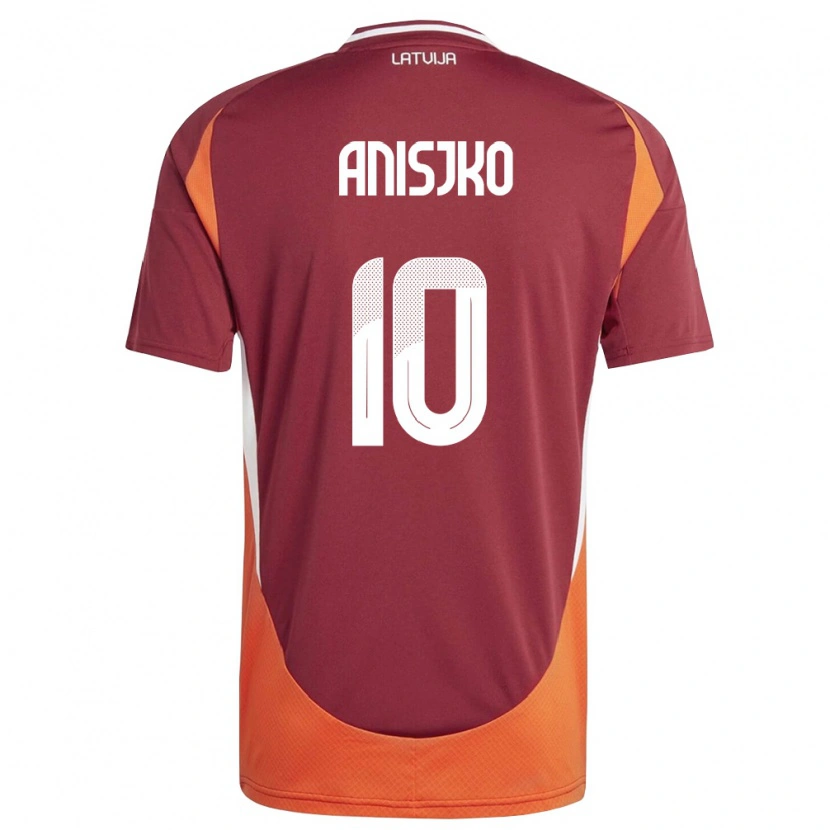 Danxen Niño Camiseta Letonia Danni Anisjko #10 Rojo Oscuro Blanco Naranja 1ª Equipación 26-28 La Camisa México