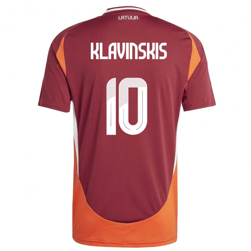 Danxen Niño Camiseta Letonia Rudolfs Klavinskis #10 Rojo Oscuro Blanco Naranja 1ª Equipación 26-28 La Camisa México