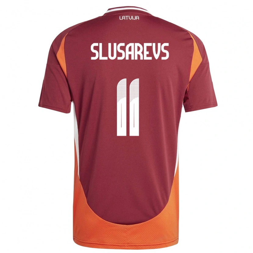 Danxen Niño Camiseta Letonia Danila Slusarevs #11 Rojo Oscuro Blanco Naranja 1ª Equipación 26-28 La Camisa México