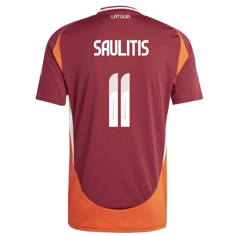 Danxen Niño Camiseta Letonia Adrians Saulitis #11 Rojo Oscuro Blanco Naranja 1ª Equipación 26-28 La Camisa México
