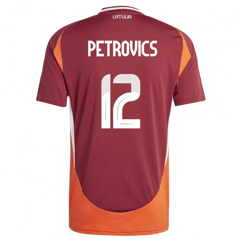 Danxen Niño Camiseta Letonia Toms Petrovics #12 Rojo Oscuro Blanco Naranja 1ª Equipación 26-28 La Camisa México