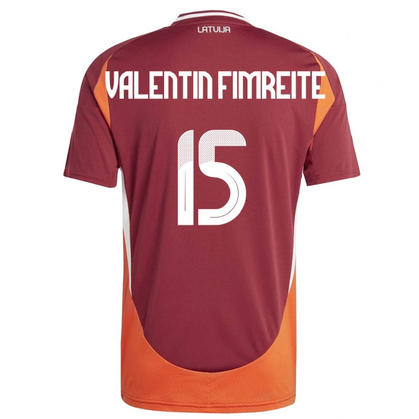 Danxen Niño Camiseta Letonia Gabriel Valentin Fimreite #15 Rojo Oscuro Blanco Naranja 1ª Equipación 26-28 La Camisa México