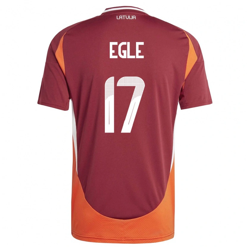 Danxen Niño Camiseta Letonia Francis Egle #17 Rojo Oscuro Blanco Naranja 1ª Equipación 26-28 La Camisa México