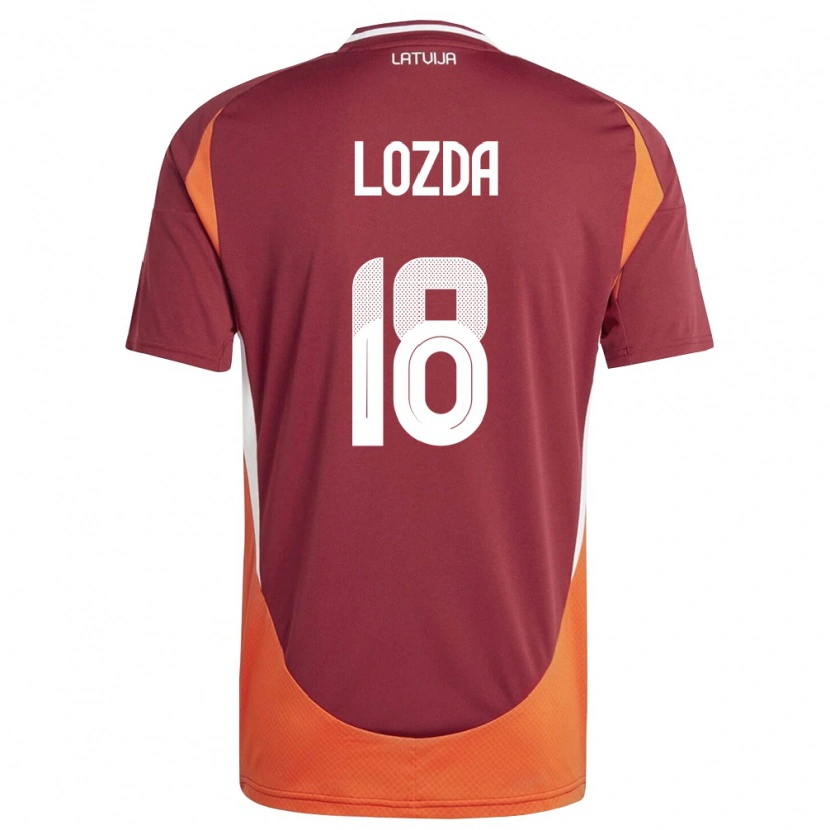 Danxen Niño Camiseta Letonia Linards Lozda #18 Rojo Oscuro Blanco Naranja 1ª Equipación 26-28 La Camisa México