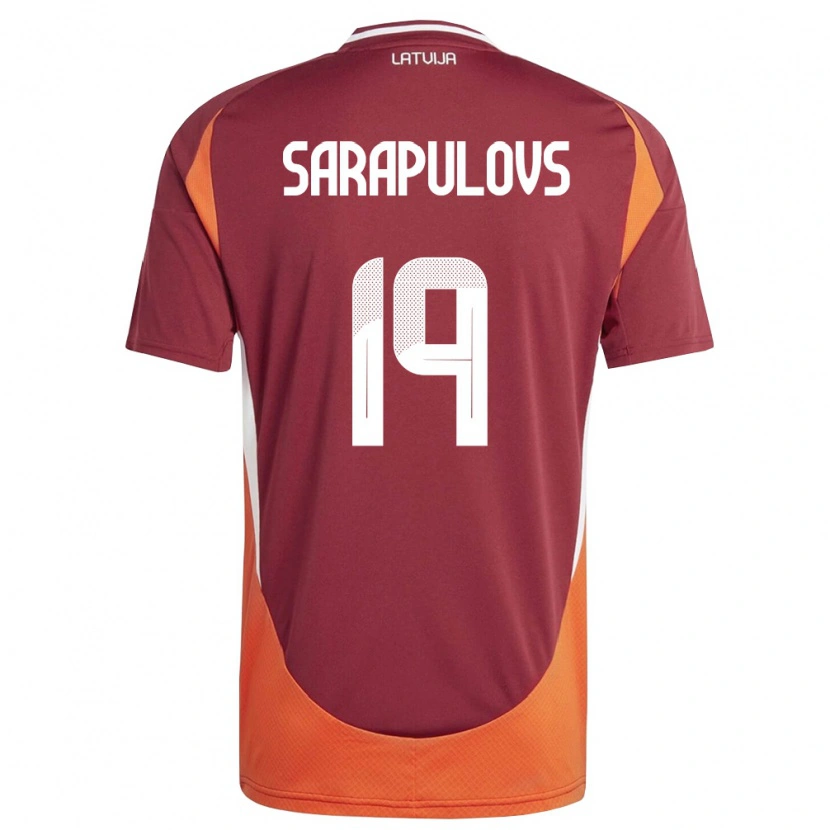 Danxen Niño Camiseta Letonia Maksims Sarapulovs #19 Rojo Oscuro Blanco Naranja 1ª Equipación 26-28 La Camisa México