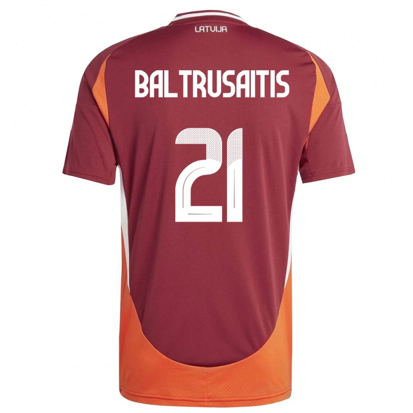 Danxen Niño Camiseta Letonia Deivids Baltrusaitis #21 Rojo Oscuro Blanco Naranja 1ª Equipación 26-28 La Camisa México