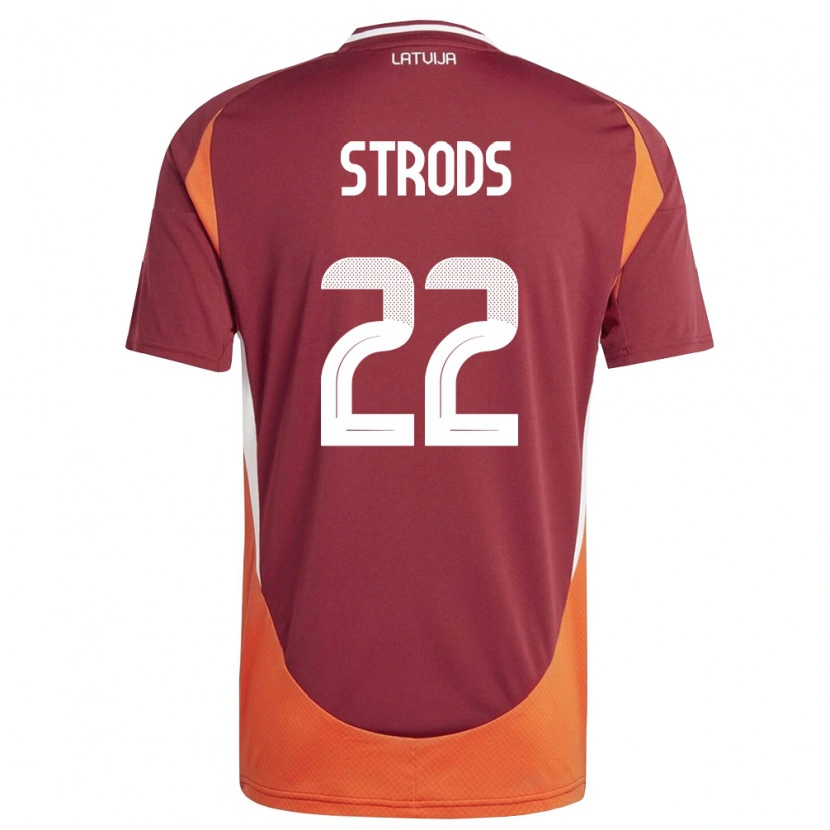 Danxen Niño Camiseta Letonia Markuss Strods #22 Rojo Oscuro Blanco Naranja 1ª Equipación 26-28 La Camisa México