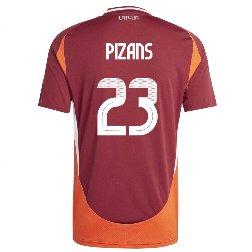 Danxen Niño Camiseta Letonia Ricards Pizans #23 Rojo Oscuro Blanco Naranja 1ª Equipación 26-28 La Camisa México