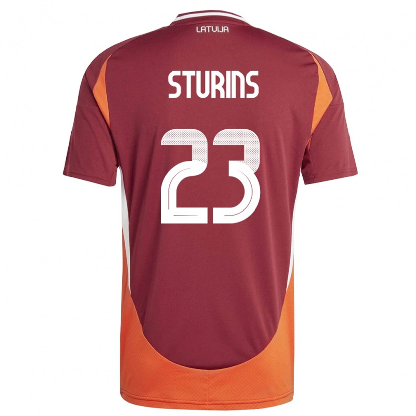 Danxen Niño Camiseta Letonia Raivo Sturins #23 Rojo Oscuro Blanco Naranja 1ª Equipación 26-28 La Camisa México