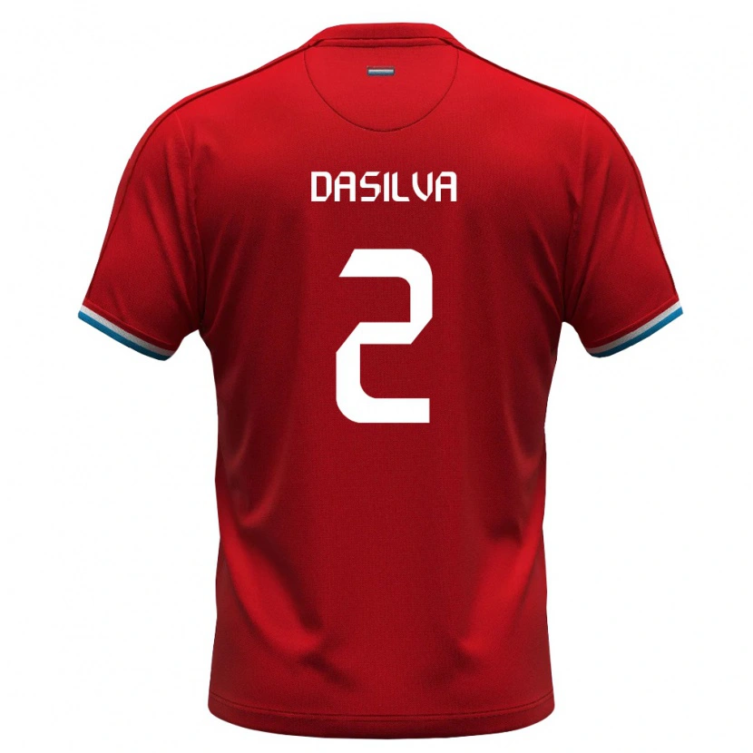Danxen Niño Camiseta Luxemburgo Aston Da Silva #2 Rojo Blanco Azul 1ª Equipación 26-28 La Camisa México