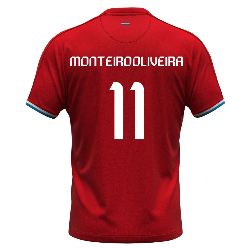 Danxen Niño Camiseta Luxemburgo Diego Monteiro Oliveira #11 Rojo Blanco Azul 1ª Equipación 26-28 La Camisa México