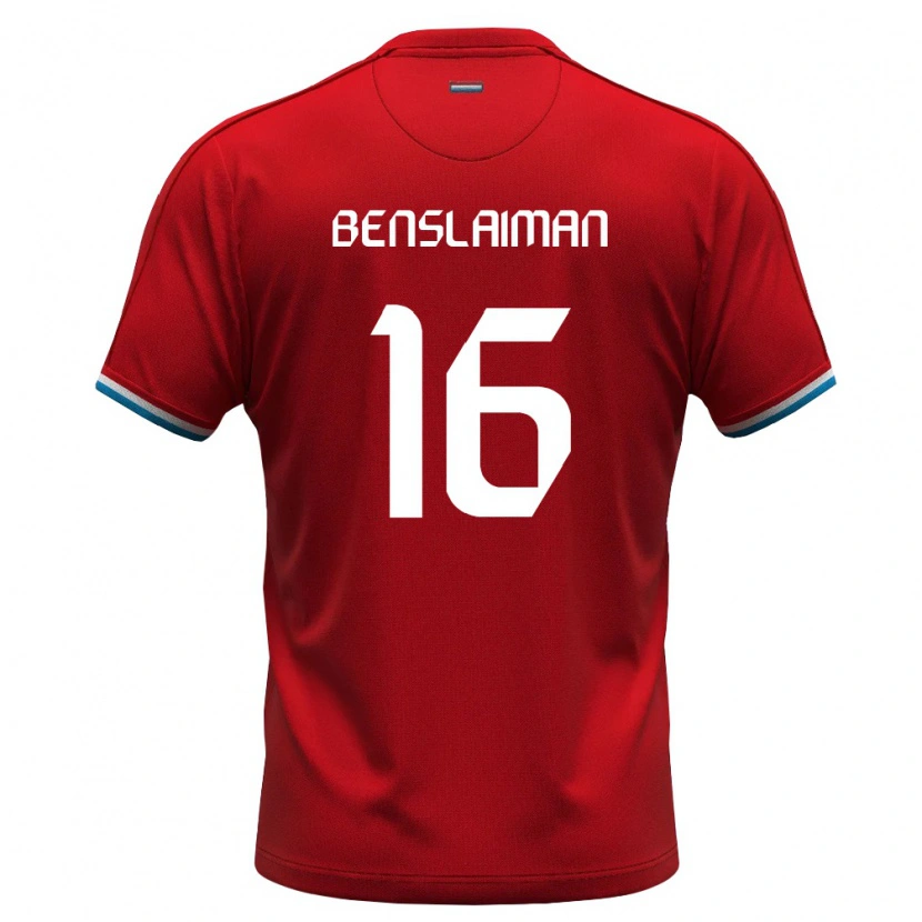 Danxen Niño Camiseta Luxemburgo Mohamed Benslaiman #16 Rojo Blanco Azul 1ª Equipación 26-28 La Camisa México
