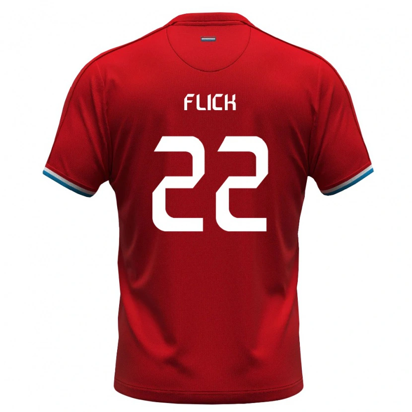 Danxen Niño Camiseta Luxemburgo Tim Flick #22 Rojo Blanco Azul 1ª Equipación 26-28 La Camisa México