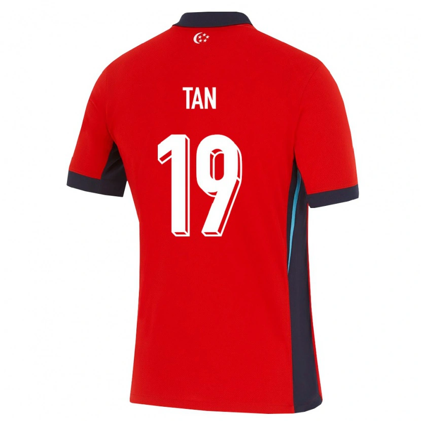 Danxen Niño Camiseta Singapur Jonan Tan #19 Rojo Blanco Negro 1ª Equipación 26-28 La Camisa México