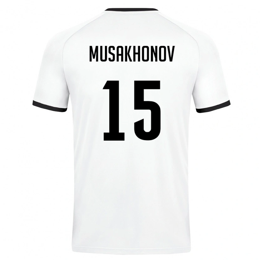 Danxen Niño Camiseta Uzbekistán Mukhammadali Musakhonov #15 Blanco Verde Oscuro 2ª Equipación 26-28 La Camisa México