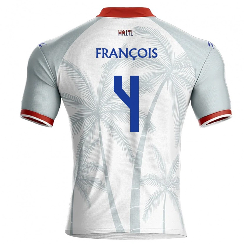 Danxen Niño Camiseta Haití Mendell François #4 Blanco Rojo Gris 2ª Equipación 26-28 La Camisa México
