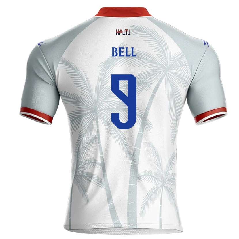 Danxen Niño Camiseta Haití Karl Bell #9 Blanco Rojo Gris 2ª Equipación 26-28 La Camisa México