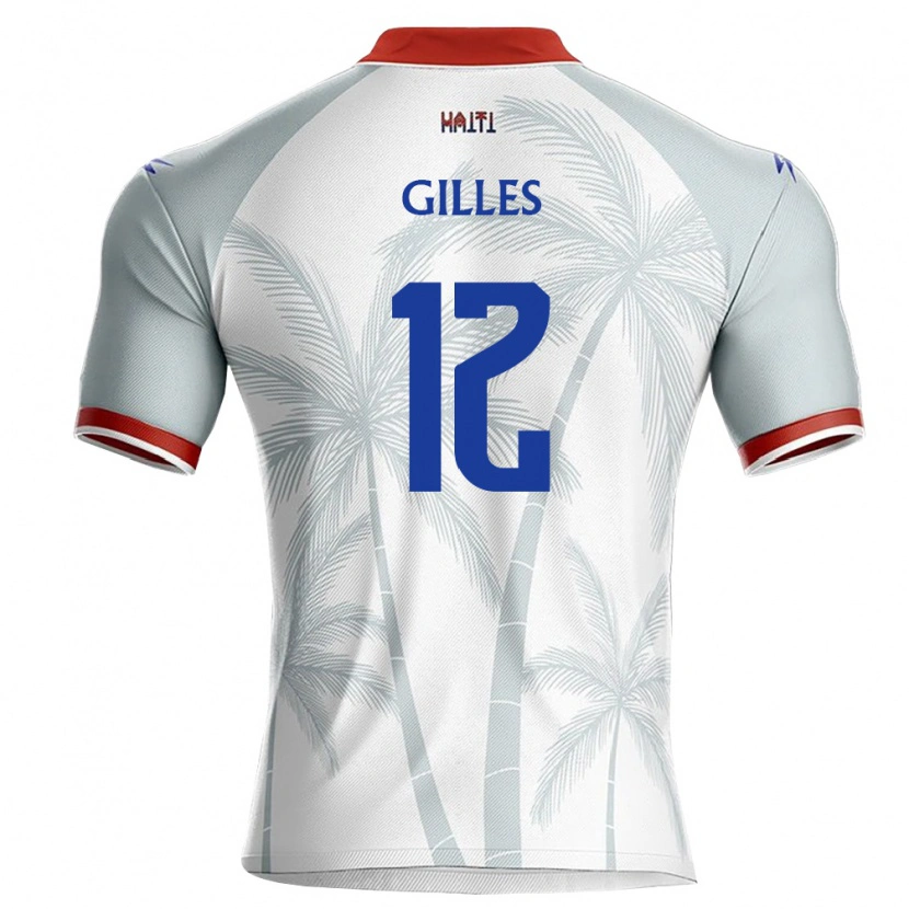 Danxen Niño Camiseta Haití Stephane Gilles #12 Blanco Rojo Gris 2ª Equipación 26-28 La Camisa México