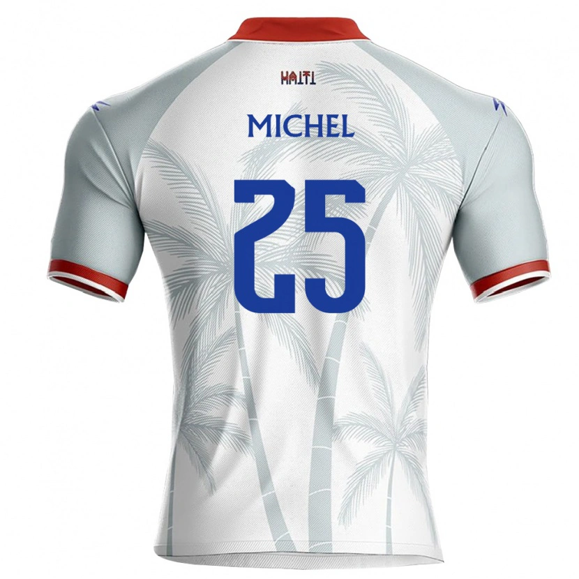 Danxen Niño Camiseta Haití Téo James Michel #25 Blanco Rojo Gris 2ª Equipación 26-28 La Camisa México