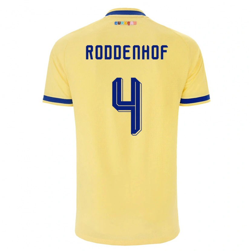Danxen Niño Camiseta Curazao Liyon Roddenhof #4 Amarillo Marino Rosa 2ª Equipación 26-28 La Camisa México