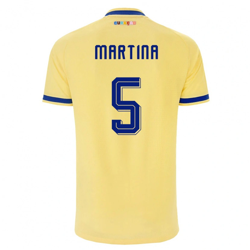 Danxen Niño Camiseta Curazao Jorvimar Martina #5 Amarillo Marino Rosa 2ª Equipación 26-28 La Camisa México