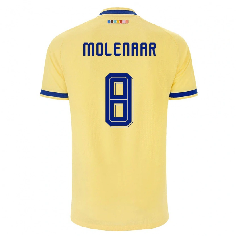 Danxen Niño Camiseta Curazao Nino Molenaar #8 Amarillo Marino Rosa 2ª Equipación 26-28 La Camisa México